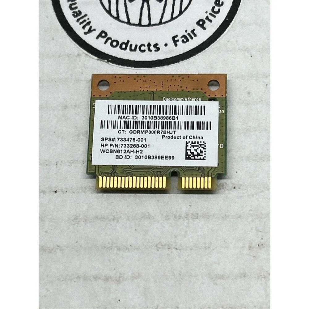 HP Laptop WiFi Card 733268-001 WCBN612AH-H2 802.11n Bluetooth Mini PCIe